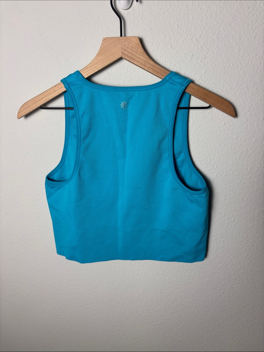 Athleta Aurora Seamless Crop Rib Tank Bra Bright Blue - Picture 2 of 3